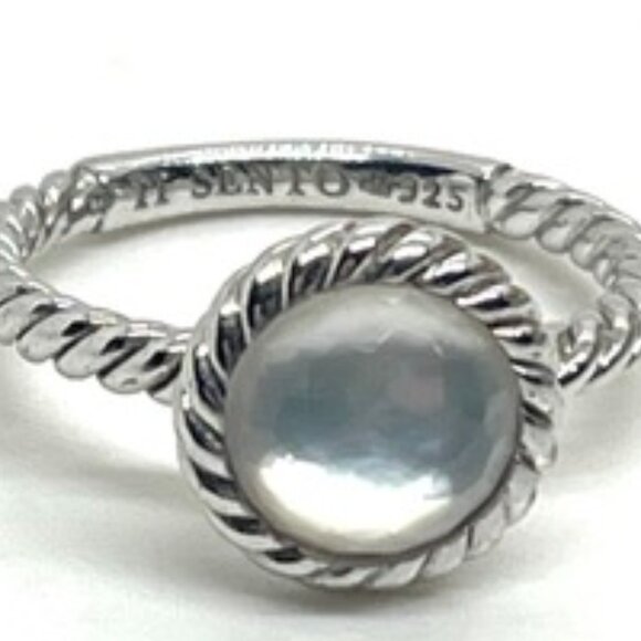 TI SENTO 925 STERLING SILVER PLATED MOTHER OF PEARL MOP RING 6.75 - Picture 7 of 14